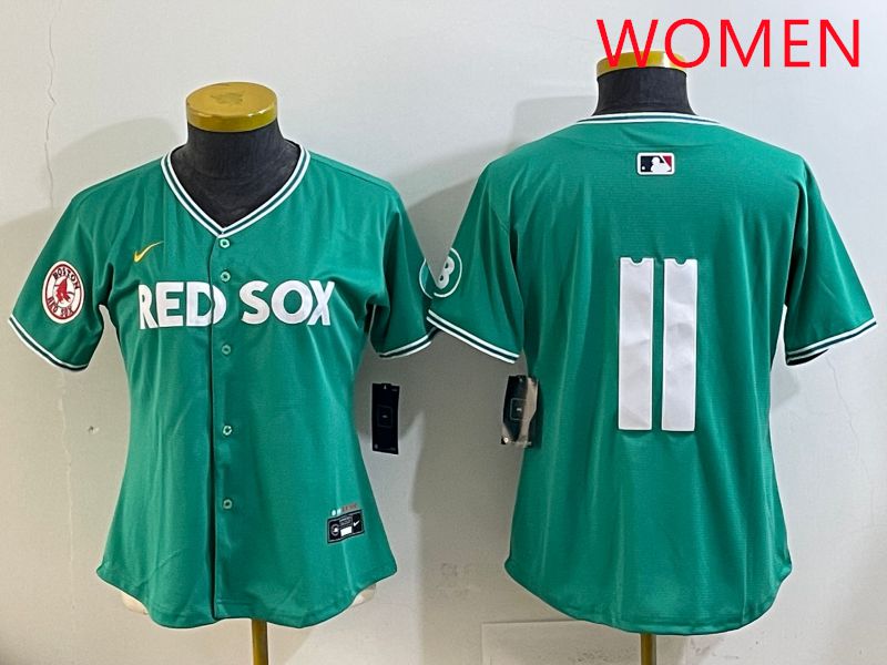 Women Boston Red Sox #11 No Name Green Joint Name Nike 2025 MLB Jersey style 8->women mlb jersey->Women Jersey